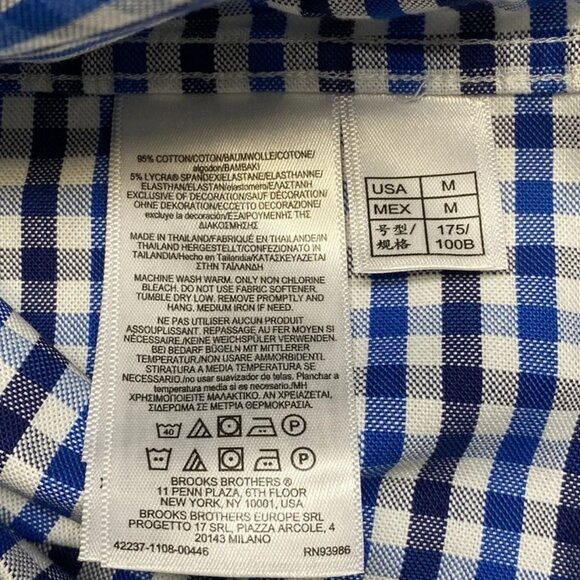 NEW BROOKS BROTHERS Oxford Polo Button-Down Shirt – Blue/Multi Check – Size M - Picture 10 of 10